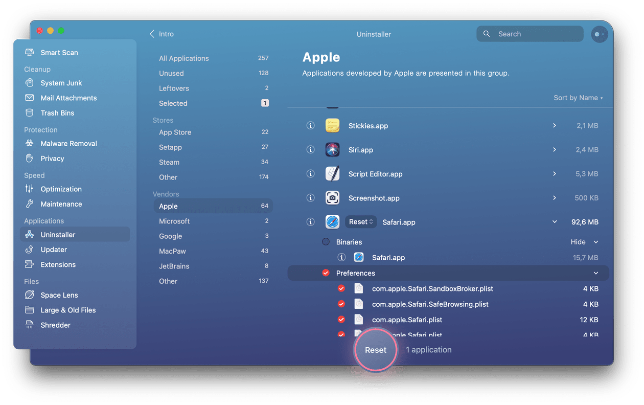 How to reset system apps with CleanMyMac X